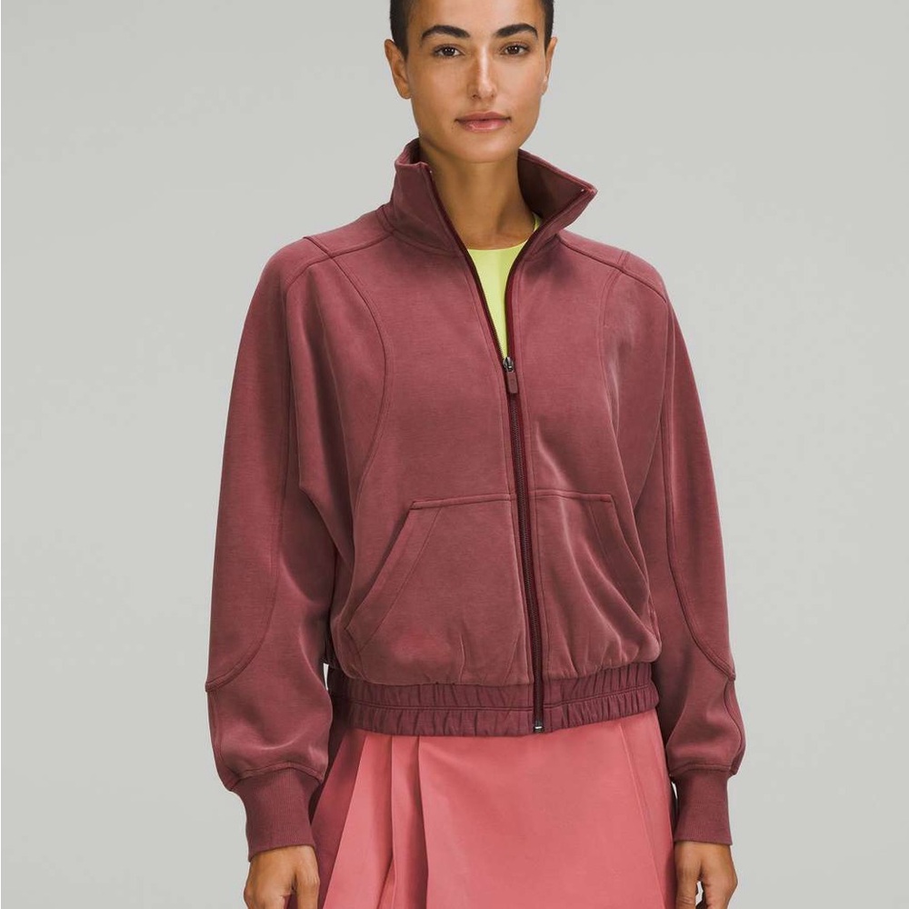 WORN ONCE Lululemon Brushed Softstreme Funnel-
Neck Zip Up in Red Merlot - 14